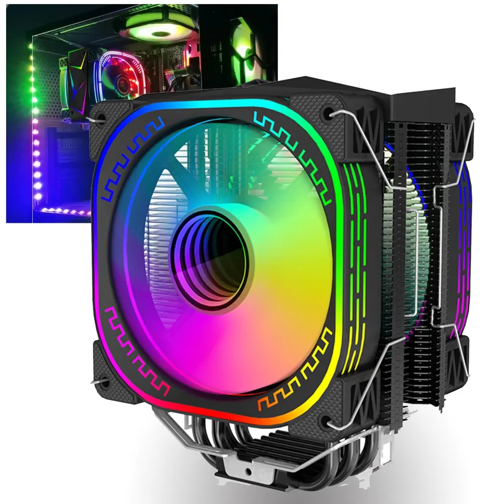 Fan y Disipador RGB Dual Fan DS 1800RPM PWM 120MM